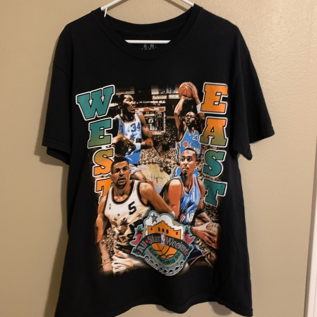 Men AMVintage 1996 NbaAll Star Game Black Shirt Cotton Large Good Condition